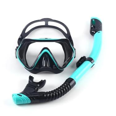 Imagem de CIADAZ Máscara de mergulho livre panorâmica Óculos de natação transparentes Vidro temperado com tampa de nariz Equipamento de mergulho adulto Tubo de respiração seca de silicone macio Design ergonômic