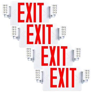 Imagem de Sunco Lighting Placas De Saída Com Luzes Emergência, Duas Led Ajustáveis, Bateria Reserva, Vermelho, 94 V-0 Resistente Ao Fogo, 120-277 V, Montagem Na Parede Ou No Teto, Dupla Face Nível Comercial,