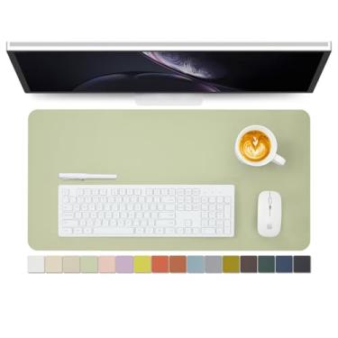 Imagem de Tapete de mesa de couro de poliuretano antiderrapante para escritório e casa - organização de mesa e acessórios - ideal para mouse pad grande e tapetes de mesa em cima de mesas (verde claro, 70 cm x