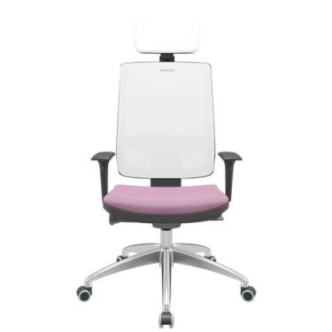 Imagem de Cadeira Office Brizza Tela Branca Com Encosto Assento Vinil Lilás Auto