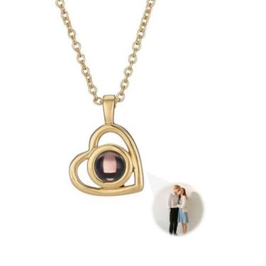 Imagem de Colar com foto personalizada com imagem dentro, colar de pingente de coração personalizado, colar de projeção de imagem para mãe, esposa, casais, dia dos namorados, dia das mães, presente memorial de