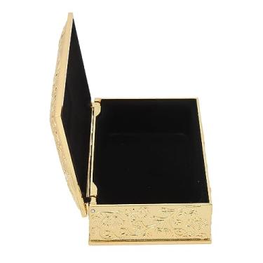 Imagem de Zerodis Caixa de Jóias Esculpidas Vintage Cabine de Cor de Cor Macio de Veludo de Veludo Macio para Mulheres Penteador, baú de Tesouro Antigo (Ouro)