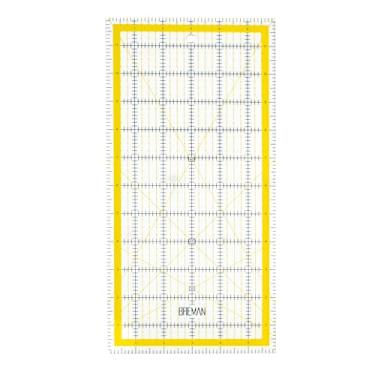 Imagem de Régua de acolchoamento de precisão Breman – Régua de acrílico transparente de 15,24 x 30,48 cm para costura de acolchoamento – Projetada com grade precisa e visível e linhas angulares para medidas precisas – Amarelo e preto
