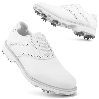 Imagem de Ifrich Tênis feminino profissional de golfe Spikes à prova d'água tênis esportivo de golfe feminino com pontas, Branco, 37