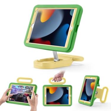 Imagem de Capa infantil para iPad 7ª/8ª/9ª geração 10,2 polegadas, suporte ajustável para retrato/paisagem/à prova de quedas com alça/suporte, capa protetora adequada para crianças para iPad 10.2 2021/2020/2019