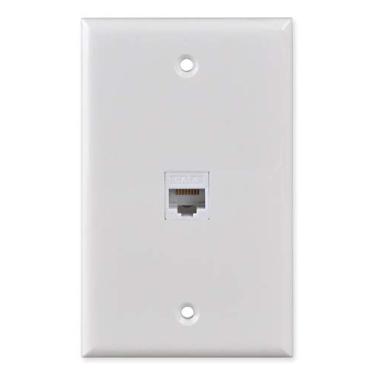 Imagem de Placa de parede Ethernet, placa de parede HTTX branca de 1 porta CAT6 com inserções de chave de perfuração removíveis F/F RJ45 [2 unidades]