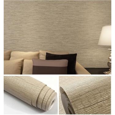 Imagem de Papel de parede ecológico material não tecido moderno simples estilo linho japonês quarto sala de estar hotel decoração papel de parede cinza amarelo 53 * 950 cm