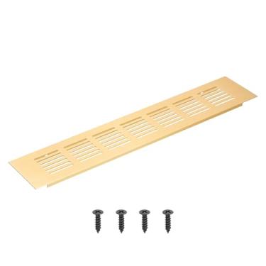 Imagem de PATIKIL Grade de ventilação retangular de 30 x 6 cm, tampa de ventilação de alumínio com parafusos de montagem para armário e porta de armário, dourado