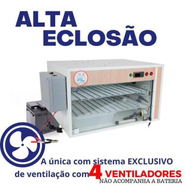 Imagem de Chocadeira ALTA ECLOSÃO 220 ovos 7 ventiladores Trivolt com carregador