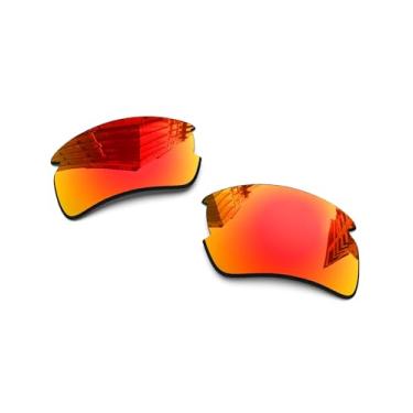 Imagem de Lentes de reposição polarizadas de 1,6 mm para óculos de sol Oakley Flak 2.0 XL OO9188 59 mm, proteção UV, lente espelhada escura, peças de reparo e kit (vermelho fogo)