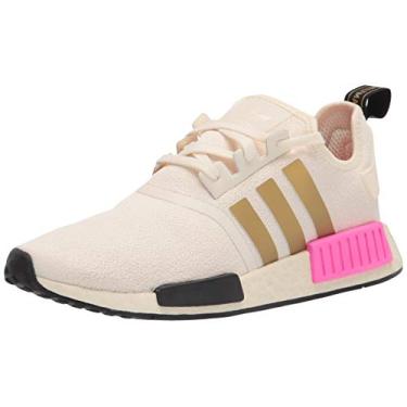 Imagem de adidas Nmd_r1 feminino, Creme branco/dourado metálico/rosa gritante, 10