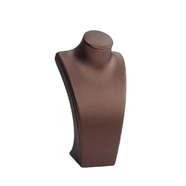 Imagem de Colaxi Suporte para exibição de busto de colar, suporte para manequim de colar, decoração, elegante, prateleira de armazenamento, presente feminino, couro, Marrom, 10.5 Cm X 6.5 Cm X