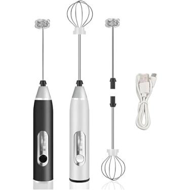 Imagem de Mini Mixer Misturador de Bebidas Batedor de Ovos Processador Elétrico Recarregável Portátil Inox Fuê Multiuso Premium Carregamento Usb Três Velocidades