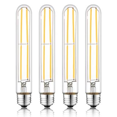 Imagem de NOVELUX Lâmpada LED E26 de 7,3 polegadas 6W, equivalente a 80 watts 3000K lâmpadas Edison brancas quentes reguláveis, lâmpada tubular longa de vidro transparente T10 T9 800LM para lustres pendentes de