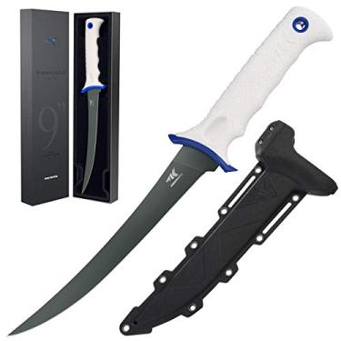 Imagem de KastKing Faca de filete Spartacus, lâmina afiada de aço inoxidável 8Cr14, facas para desossar e preparar alimentos, alças duráveis/confortáveis, bainha protetora, perfeita para água doce ou salgada