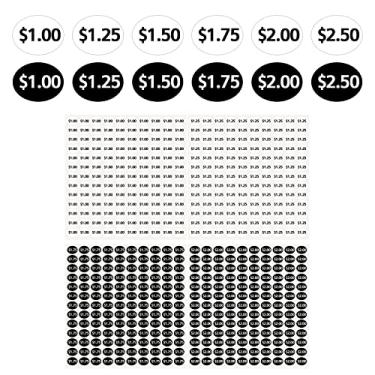 Imagem de 12 folhas de etiquetas de preços de máquinas de venda automática, etiquetas de preço de lanche refrigerante e bebidas incluindo $1,00, $1,25, $1,50, $1,75, $2,00, $2,50 para negócios, lojas (branco e