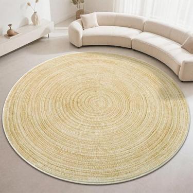 Imagem de Carvapet Tapete redondo de imitação de juta - Tapete circular lavável com aparência de juta de 1,8 m com revestimento de borracha antiderrapante, tapete dobrável resistente a manchas para sala de