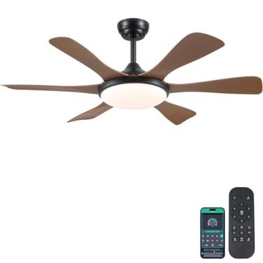 Imagem de Surtime Ventiladores de teto com luzes-47 Ventilador de teto baixo perfil com luz e controle remoto/aplicativo, montagem embutida, DC reversível, ventiladores de teto reguláveis de LED para quarto