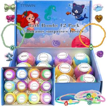 Imagem de TTRWIN Bombas De Banho Para Crianças Com Surpresa Dentro Meninas E Meninos, Pacote 12 Brinquedos Joias Exclusivos, Bolhas Efervescentes Artesanais Seguras Crianças, Ovos Páscoa, Aniversário Natal