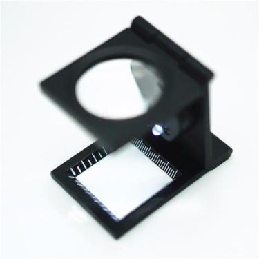 Imagem de Lupa Conta Fios dobrável em metal com led e escala em mm (resolução 1m