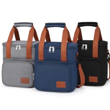 Imagem de Bolsa Térmica Grande Espaçosa 2 Compartimentos Lancheira Marmita Unissex Trabalho Academia Passeios com Alça Transversal Ajustável PREMIUM