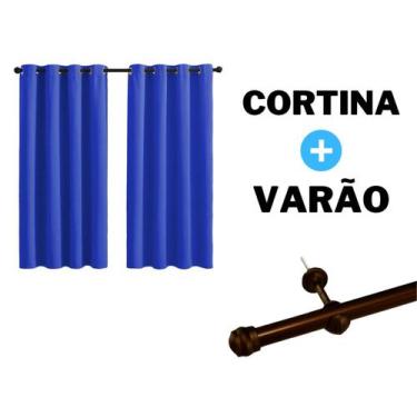 Imagem de Kit Cortina 2,60x1,40 Com Varão 2 Metros Incluso Tecido Oxford Sala Qu