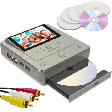 Imagem de Gravador VHS para DVD, TV para dispositivo USB ou cartão SD ou gravador HDD, smartphone WiFi para cópia de DVD/USB/SD/HDD, gravador de mídia WiFi 【Vem com 10 DVD-R gratuitos】 (cinza padrão)