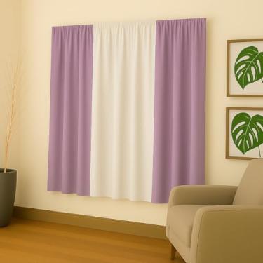 Imagem de Cortina Decorativa em Malha Gel, 2,00x1,70m, Poliéster, para Sala, Quarto e Escritório (LILAS/BRANCO)