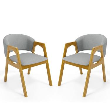 Imagem de Kit Com 2 Cadeiras Agatha Madeira Maciça Estofada Para Mesa De jantar