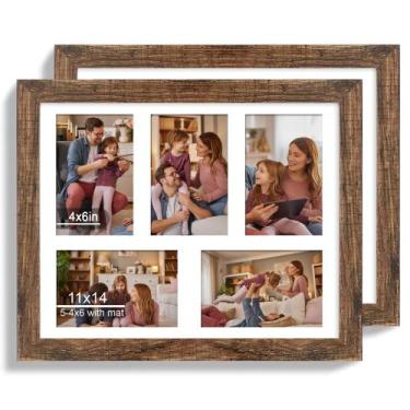 Imagem de Porta-retratos Hongkee Rustic Brown Wood 11x14, conjunto de 2