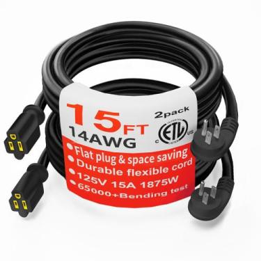 Imagem de Cabo de extensão HUANCHAIN 14 Gauge 4,5 m (pacote com 2) 15A 1875W 125