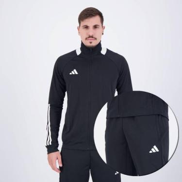 Imagem de Agasalho Adidas Sereno Três Listras Aeroready Preto, P