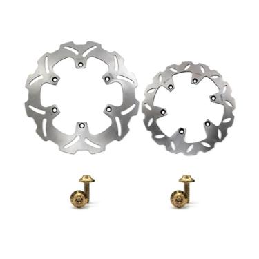 Imagem de Arashi Discos de freio dianteiros traseiros rotores com parafusos de montagem para Suzuki RM125 RM250 1999-2005, peças de acessórios de reposição de motocicleta
