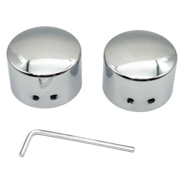 Imagem de BYYINGSUS Tampas de porca de eixo de motocicleta Tampas de eixo dianteiro compatíveis com Touring Electra Street Glide Dyna Street Bob Fat Bob Sportster XL Softail (Chrome)