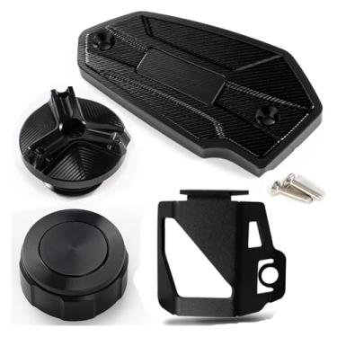 Imagem de Compatível com Z 900 Z900 2017-2022 2023 2024 tampas de fluido de freio dianteiro e traseiro da motocicleta e acessórios de proteção da tampa de enchimento de óleo (quatro pretos)