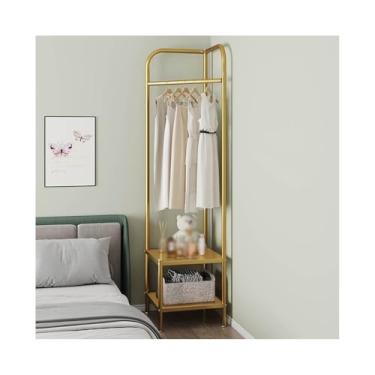 Imagem de Prateleira para casacos, cabide de metal, cabide de canto, quarto, armazenamento no chão, multifuncional, cabide de roupas domésticas, cabide de roupas domésticas Taiyuan (dourado)