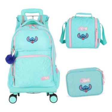 Imagem de Kit Mochila Carrinho 360 Haste Dupla Porta Notebook Stitch