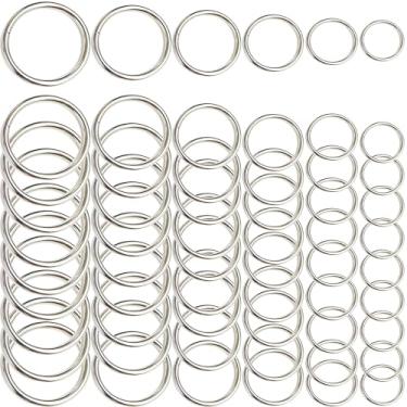 Imagem de 60 peças de anéis de metal, argolas de macramê BetterJonny 6 tamanhos, argolas de prata para artesanato, ganchos grossos para plantas, coleiras de cachorro, anéis de metal para decoração de casa