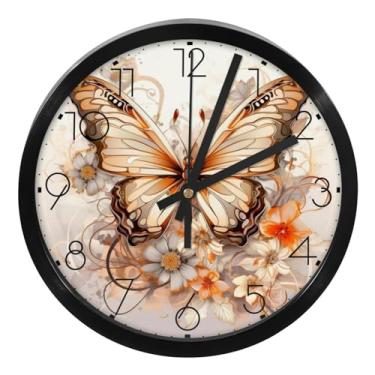 Imagem de LILINWAN Relógio de parede 24 cm sem tique-taque silencioso operado por bateria relógio de parede redondo moderno estilo simples decoração relógio para escritório/escola/quarto/sala de estar