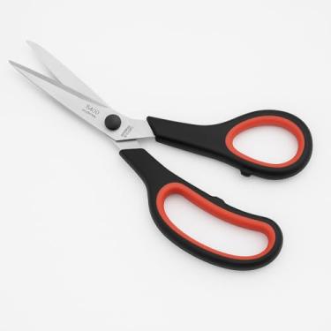 Imagem de Tesoura Multiuso Premium Escola Cozinha Costura 19,5 cm Cabo Ergonômico Preto E Vermelho Aço Inox Corte Profissional