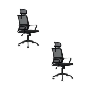 Imagem de Kit 2 Cadeiras Presidente Giratória Tela Mesh com Relax Tokyo - Espres