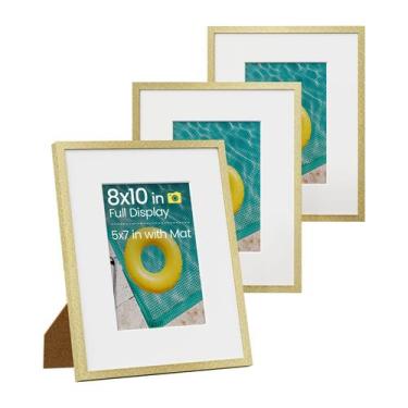 Imagem de Molduras para fotos Heimlove, conjunto de 3 em alumínio dourado de 8 x