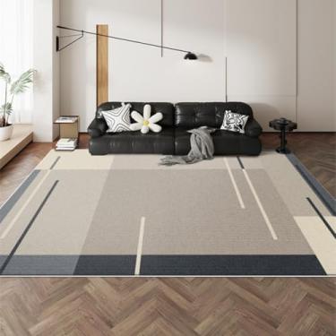 Imagem de Tapete listrado azul-escuro creme, geométrico, decorativo, fácil de limpar, com linhas artísticas, para sala de estar, confortável, para quarto (entre em contato conosco/AX040-3-D)