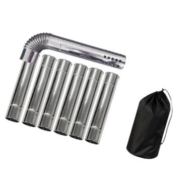 Imagem de Generic Tubo de chaminé para fogão com bolsa de armazenamento, tubo de exaustão à prova de chuva, cotovelo para chaminé para acampamento, caminhada, fogão a