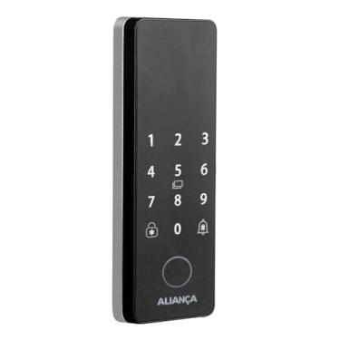 Imagem de Fechadura Digital Iris Plus sobrepor para Porta de Vidro Preto Fosco Aliança