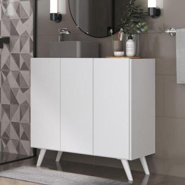 Imagem de Gabinete Banheiro 3 Portas Retrô 90cm Mp5030 Branco - MULTIMOVEIS