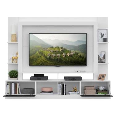 Imagem de Rack C/ Painel Suporte 65 C/ Espelho Branco /Preto - MULTIMOVEIS