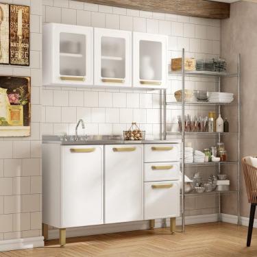 Imagem de Cozinha Compacta 100% Aço 2 Gavetas Bella Branco Bertolini - Branco Branco