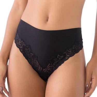 Imagem de Calça Alta em Microfibra DelRio 50604 com Renda, Preto, G