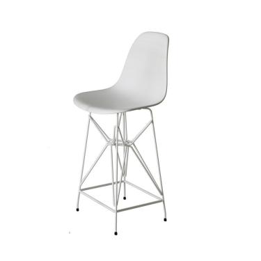 Imagem de Banqueta Bistrô Alta Eames Branca Base Ferro Branco - Cor: Branco